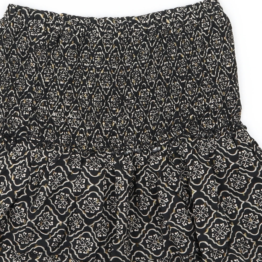 Zara Womens Black Geometric Woven Basic Blouse Size XS