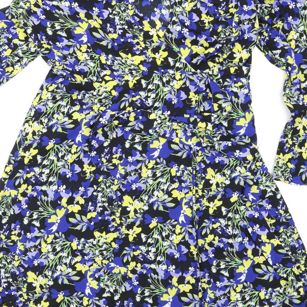 M&S Womens Multicoloured Floral Wrap Blouse Size 8
