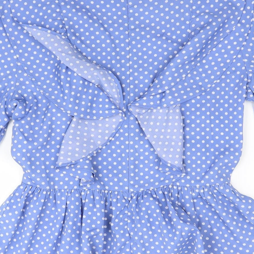 Influence Womens Blue Polka Dot Basic Blouse Size 10