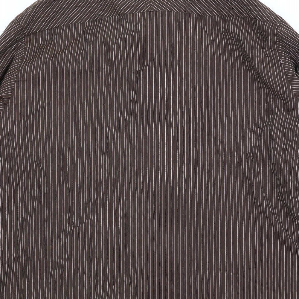 Vintage Mens Brown Striped T-Shirt Size 2XL
