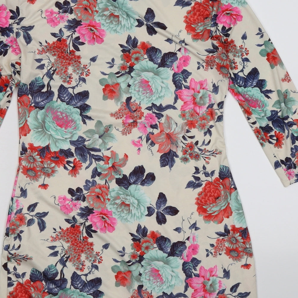 Atmosphere Womens Ivory Floral Satin Bodycon Size 8