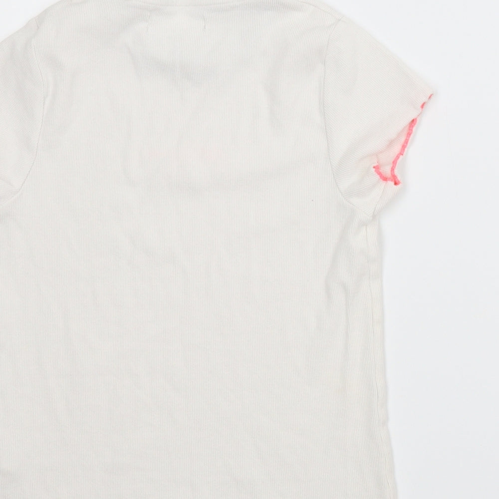 M&S Girls White Ringer T-Shirt Size 10-11 Years