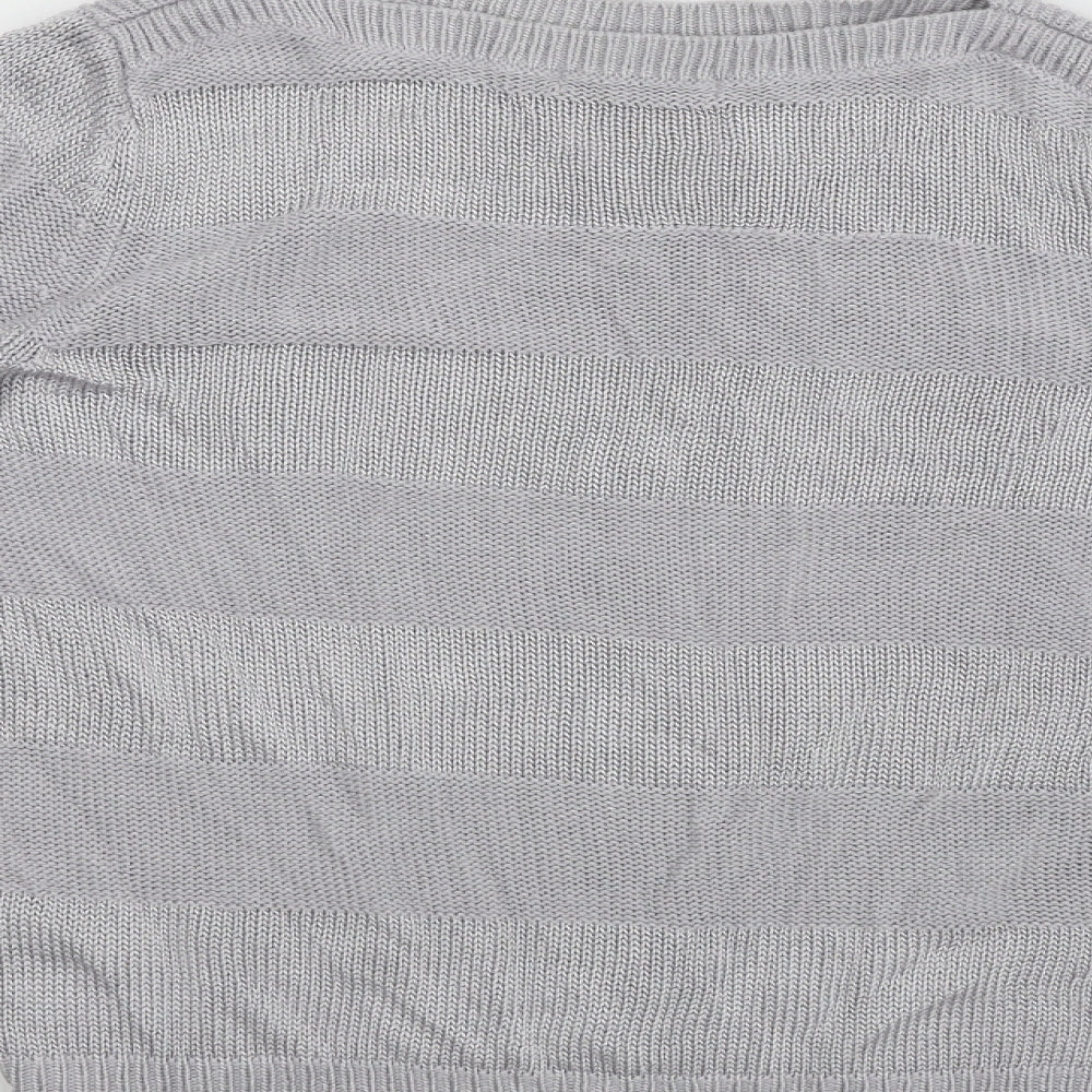 Classic Womens Grey Striped Pullover Jumper Size 12