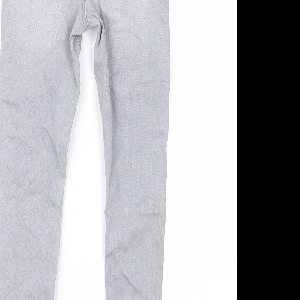 River Island Girls Grey Denim Straight Jeans Size 9 Years - distressed
