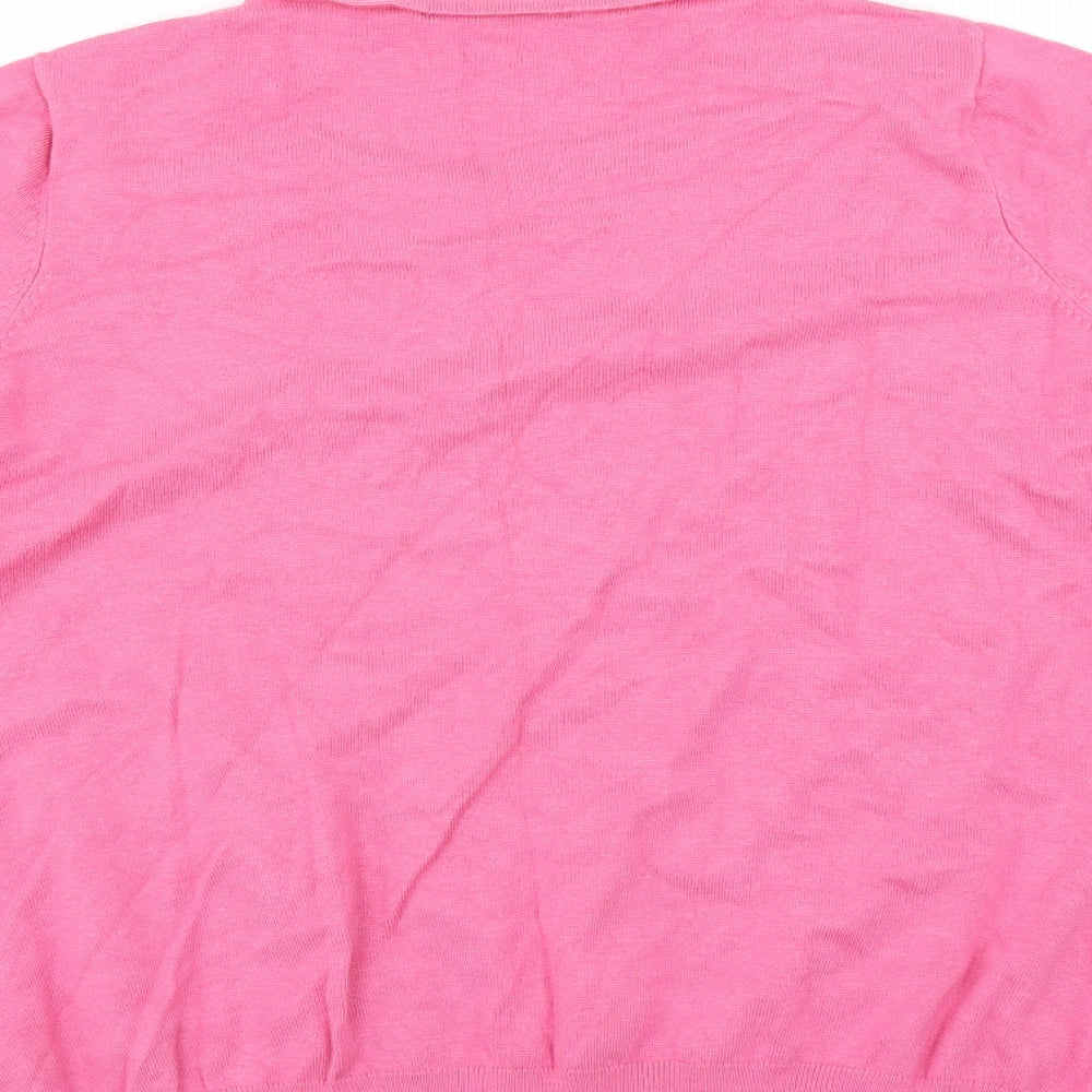 BM Collection Womens Pink Pullover Jumper Size L - beaded neckline