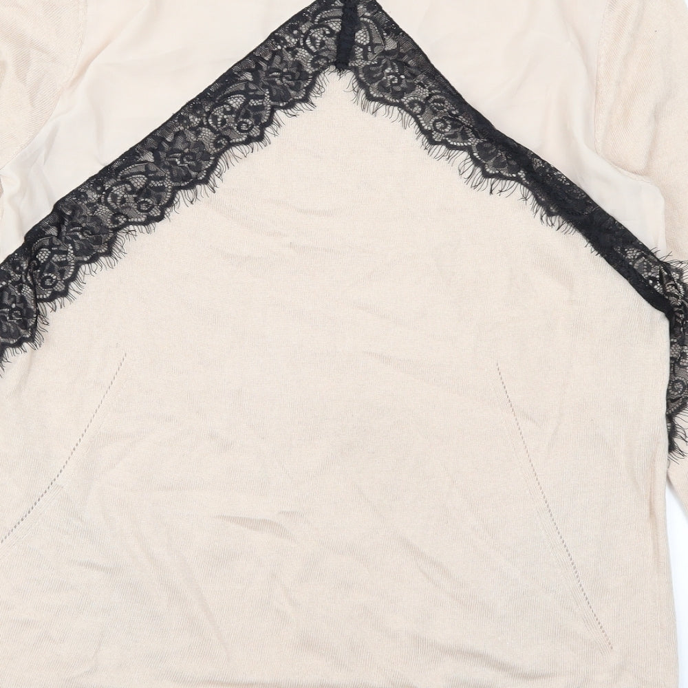 Marks and Spencer Womens Pink Lace Pullover Jumper Size 14