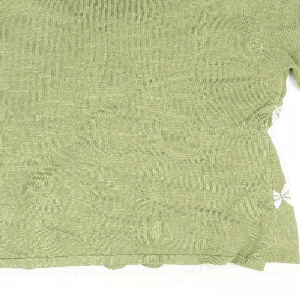 Chianti Womens Green Floral Pullover Jumper Size S