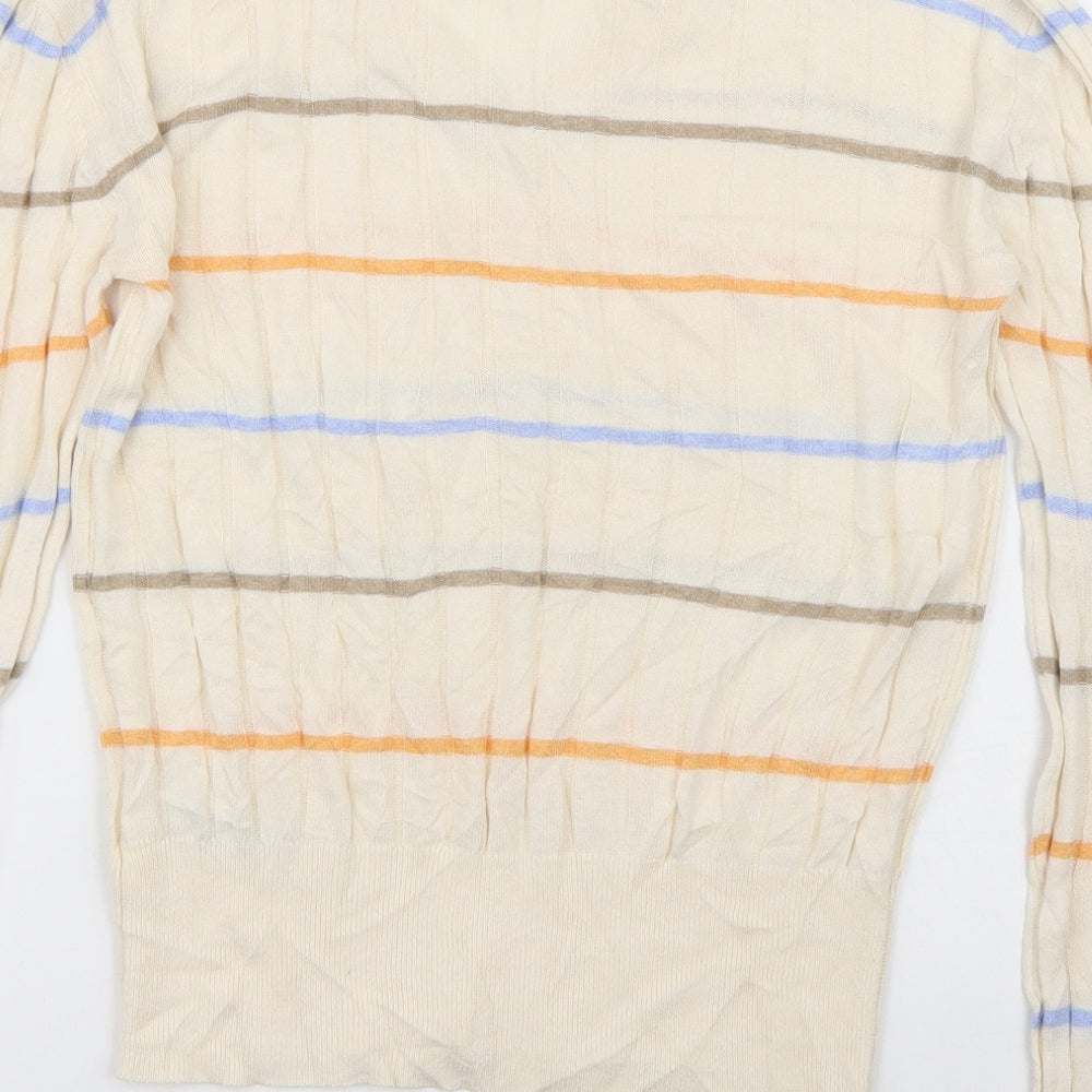 Marks and Spencer Womens Beige Striped Pullover Jumper Size S