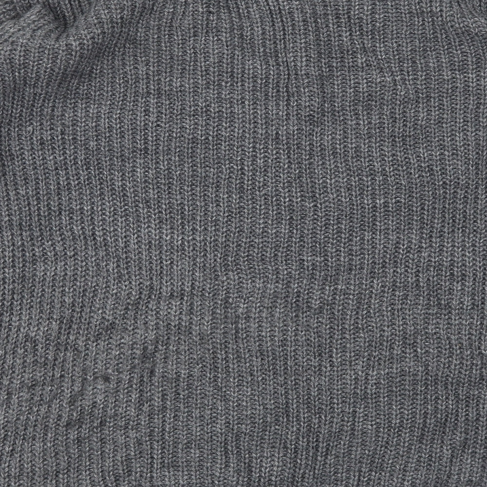 CAMEO ROSE Womens Grey Henley Jumper Size M - Distressed