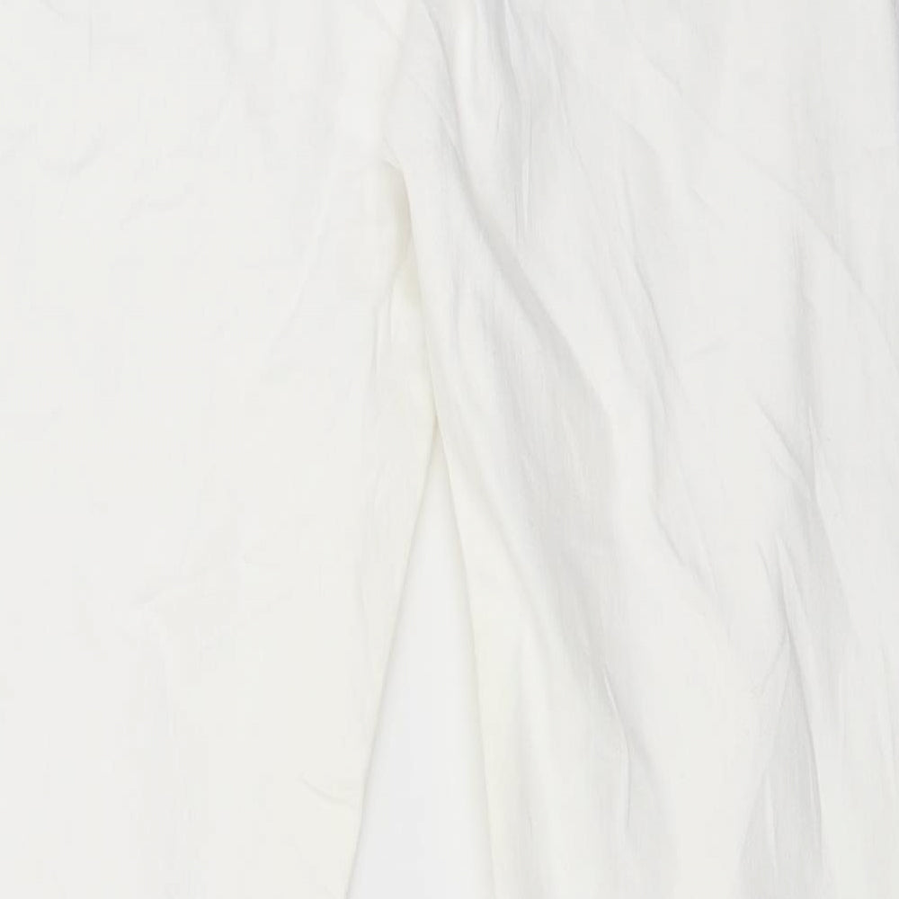 Marks and Spencer Womens White Denim Straight Jeans Size 10 L28.5 in - flowers