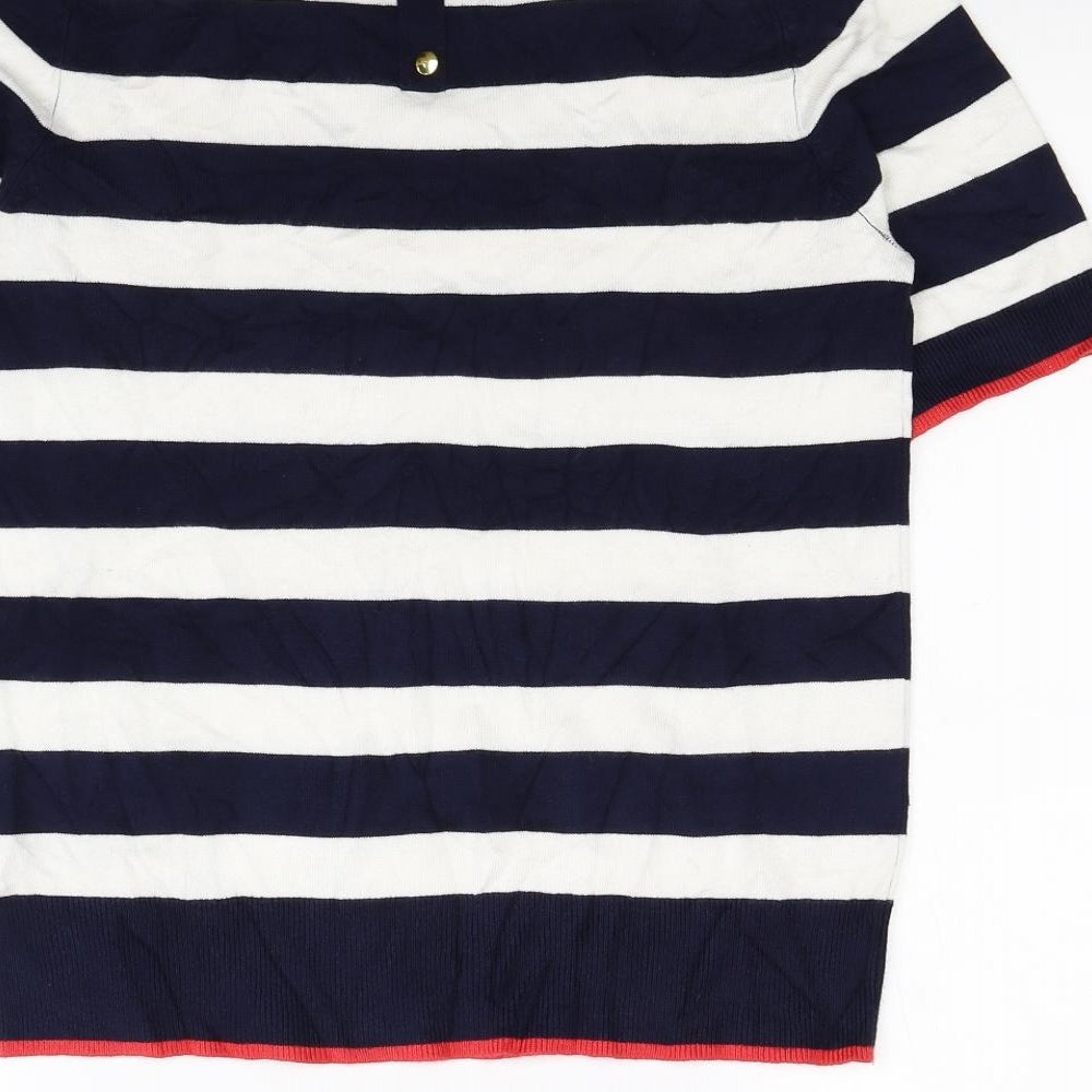 M&Co Womens Blue Striped Pullover Sweatshirt Size 10