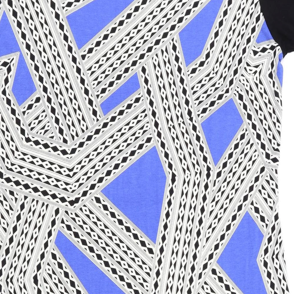 micha Womens Blue Argyle/Diamond Fit & Flare Size M