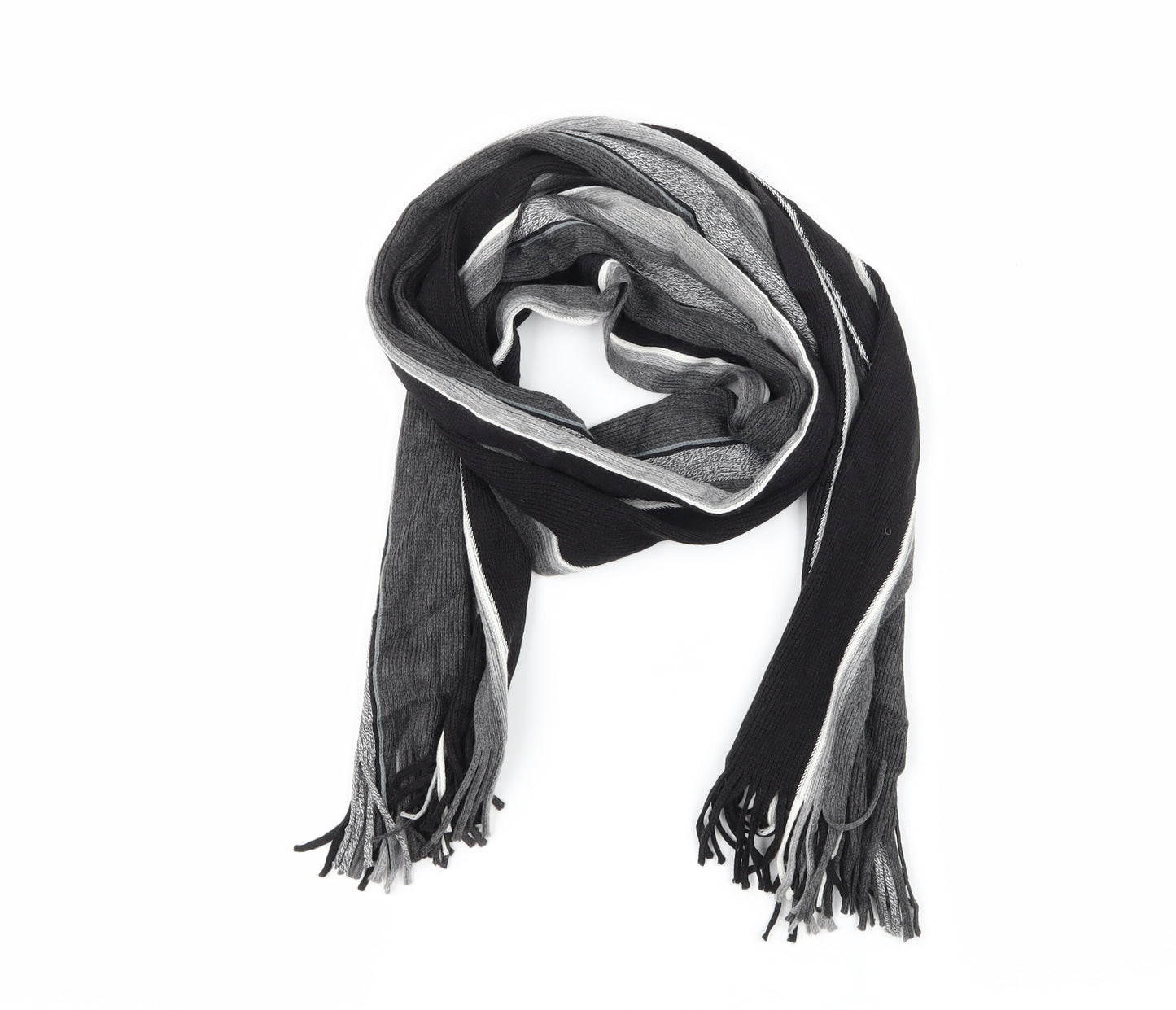 Preworn Mens Grey Striped Knit Rectangle Scarf Scarf One Size