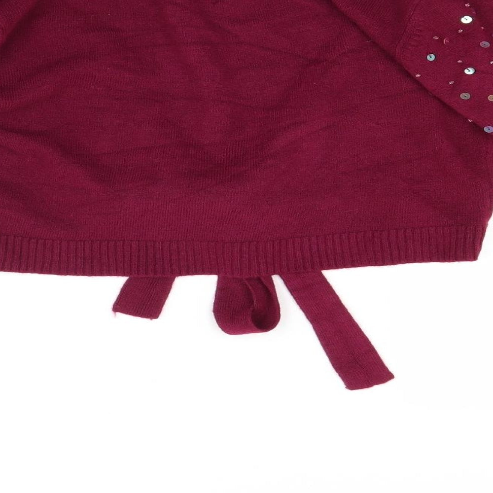 Fluid Womens Red Knit Cardigan Jumper Size L