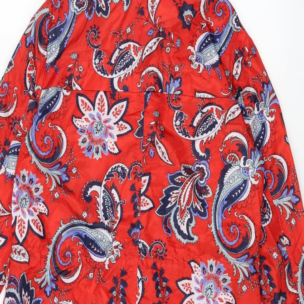 F&F Womens Red Paisley Parka Coat Size S - Drawstring