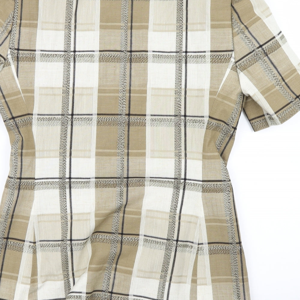 Marks and Spencer Womens Beige Plaid Jacket Blazer Size 12