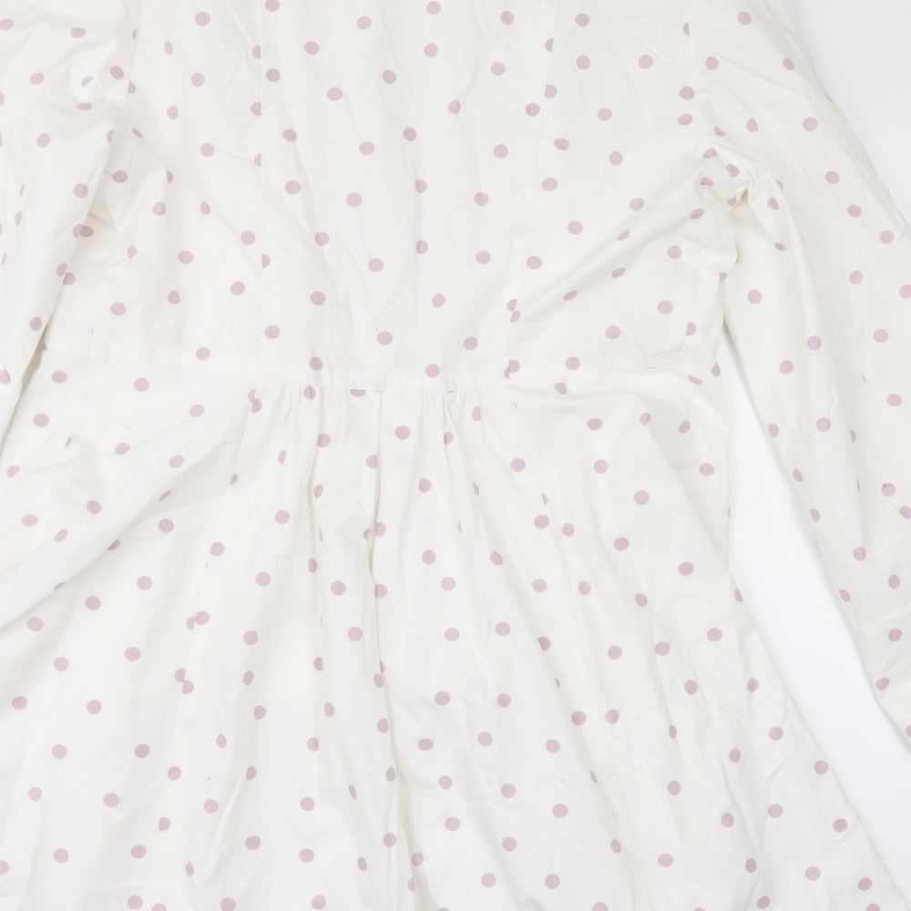 Marks and Spencer Womens White Polka Dot Pea Coat Coat Size 12