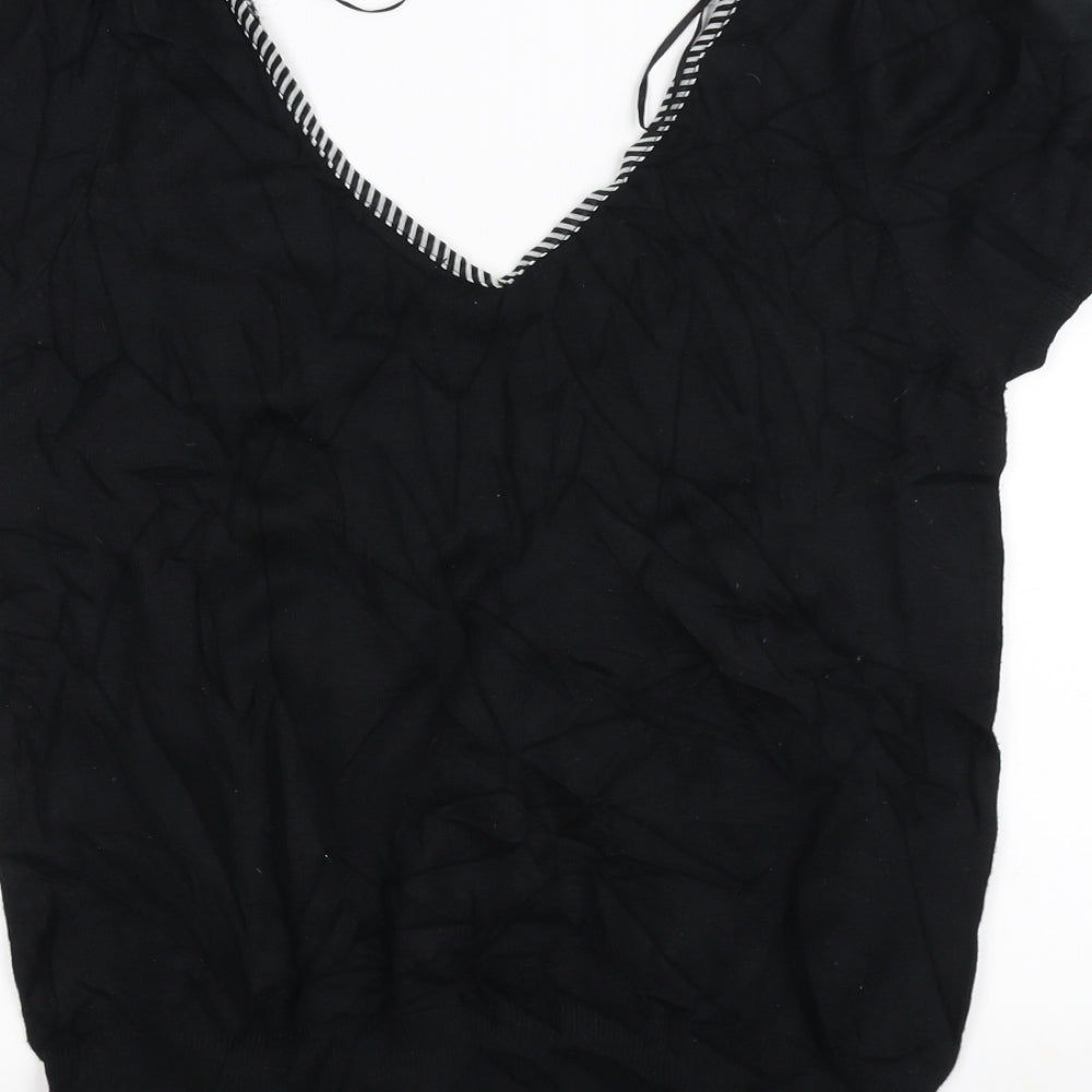 //text Womens Black Basic T-Shirt Size L