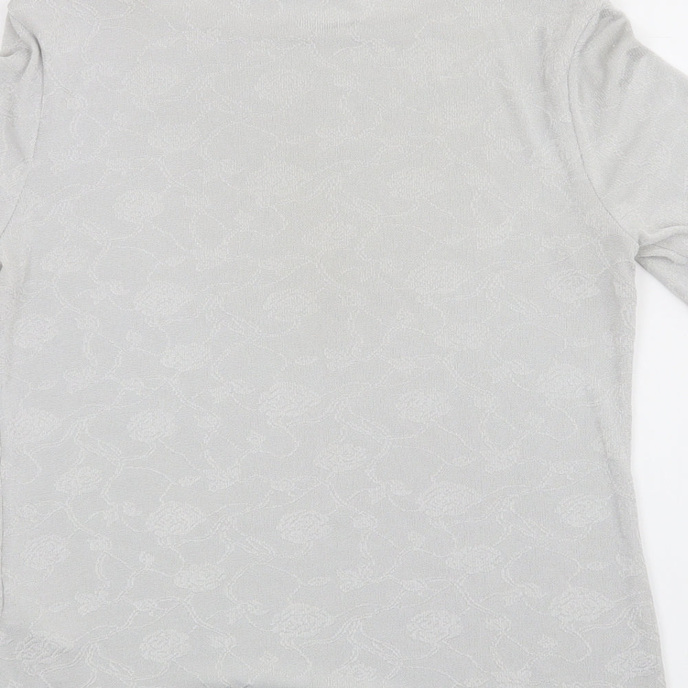 Marks and Spencer Womens Grey Floral Basic T-Shirt Size 10