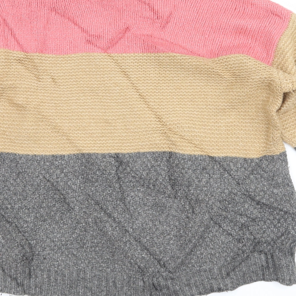 Marks and Spencer Womens Grey Striped Pullover Jumper Size M