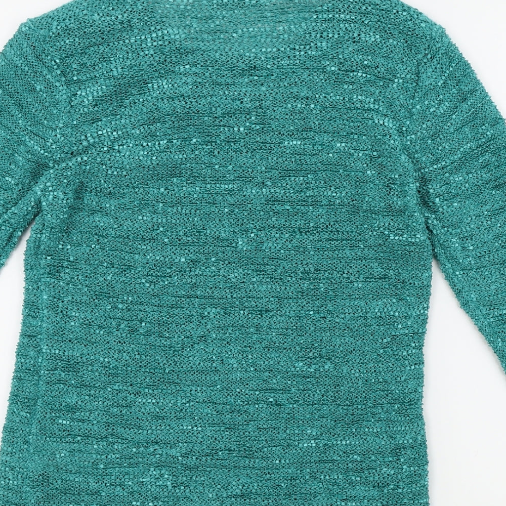 Bon Marché Womens Green Pullover Jumper Size S - Embroidered Floral