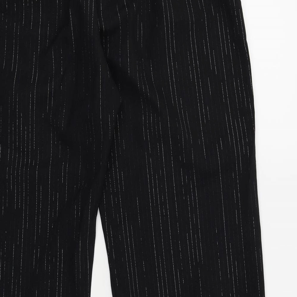 Preworn Womens Black Trousers Size 16 L30 in - Silver Metallised Fibre