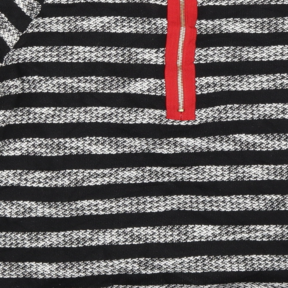 Ally Womens Black Striped Pullover Jumper Size M
