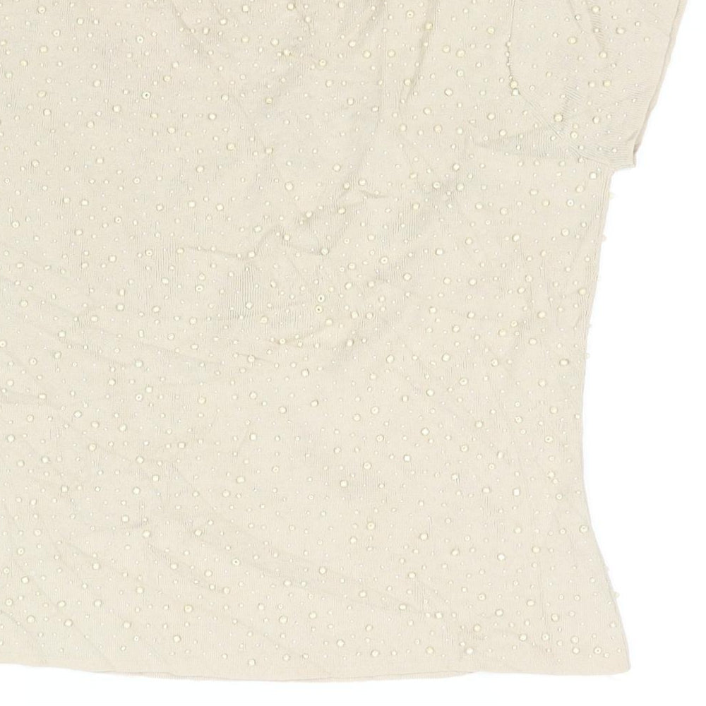 Alex & co Womens Beige Basic T-Shirt Size 16