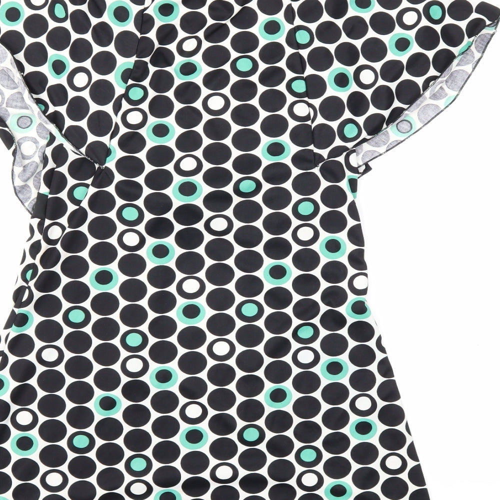109 F Womens Black Polka Dot Basic Blouse Size L