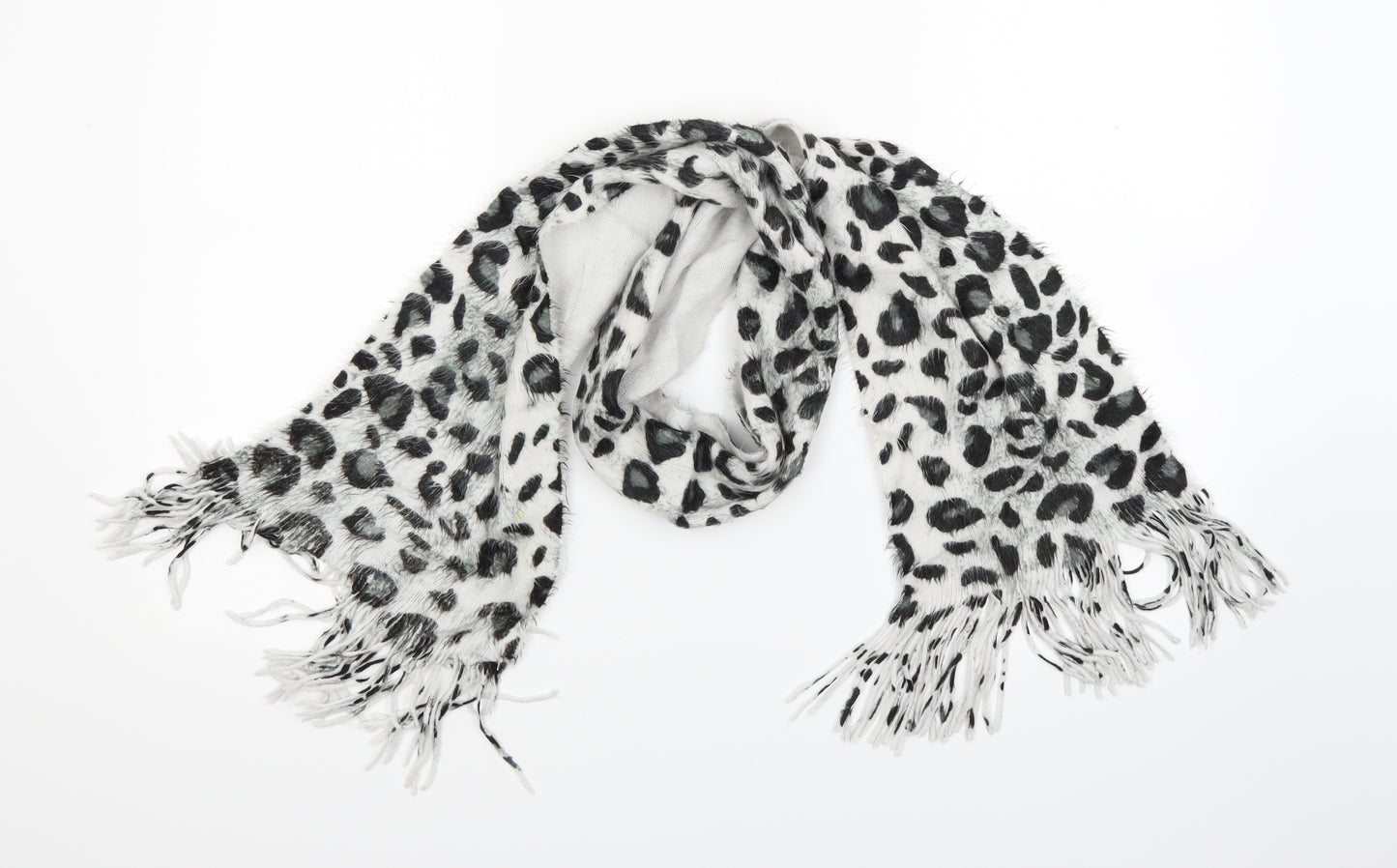 Preworn Womens White Animal Print Scarf