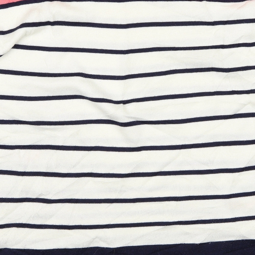 Mudflower Womens White Striped Pullover Jumper Size L - Flowers