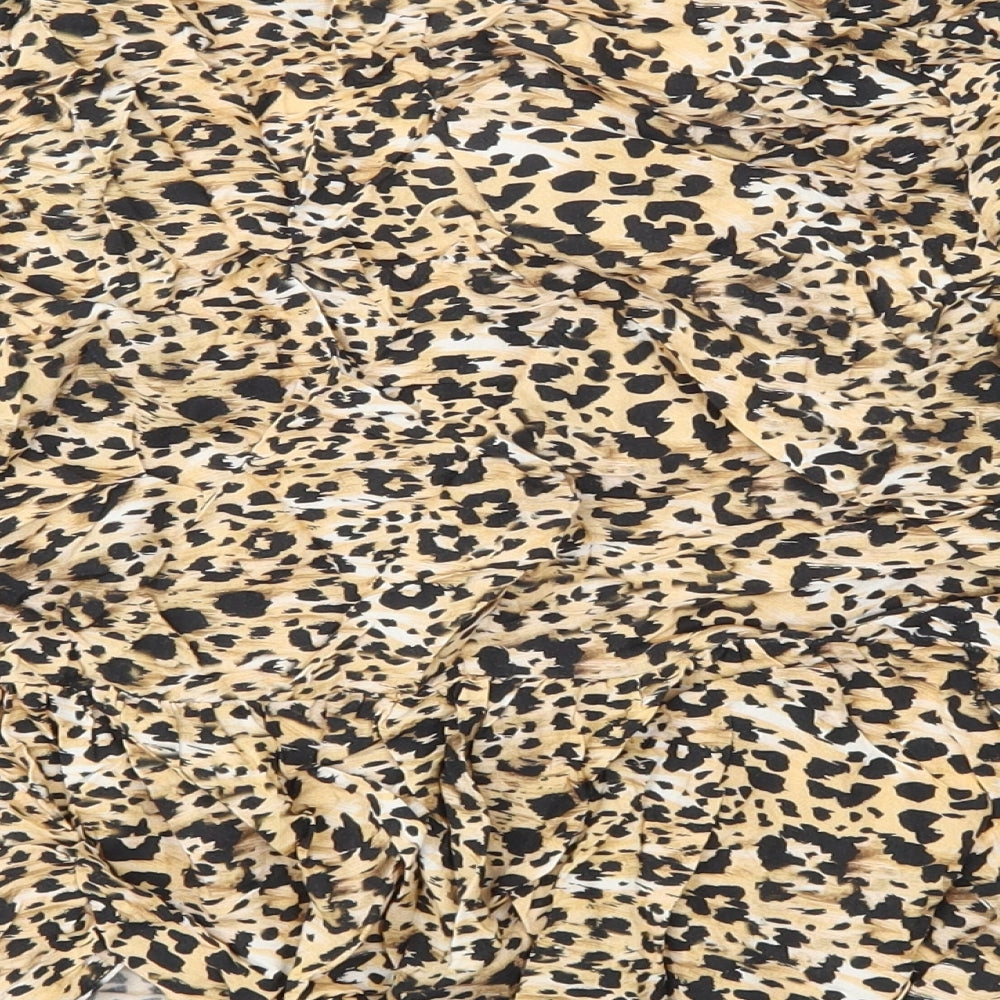 New Look Womens Brown Animal Print Basic Blouse Size 8