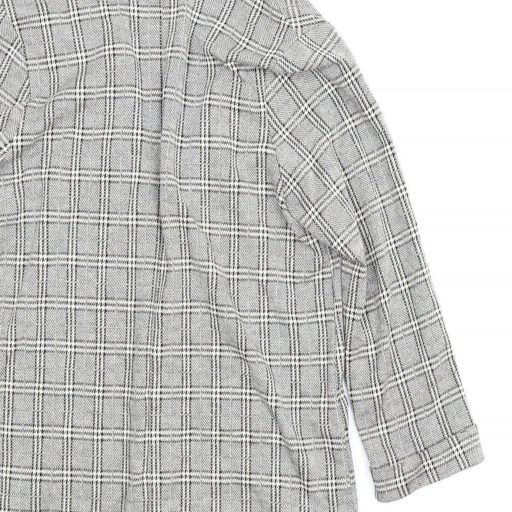 New Look Womens Grey Plaid Jacket Size 10