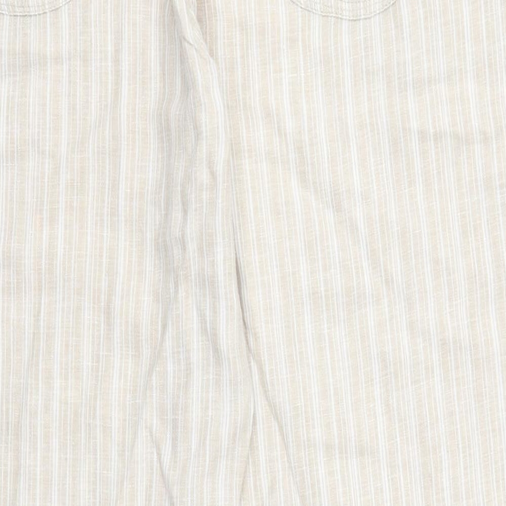 Preworn Womens Beige Striped Trousers Size 38 in L29 in