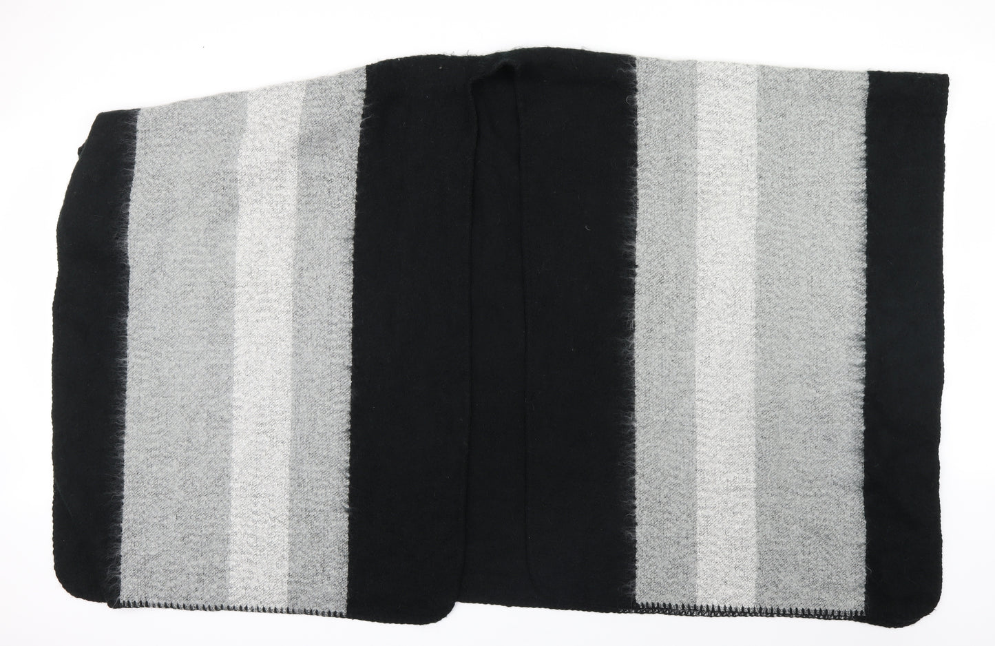 Preworn Womens Black Striped Knit Shawl/Wrap