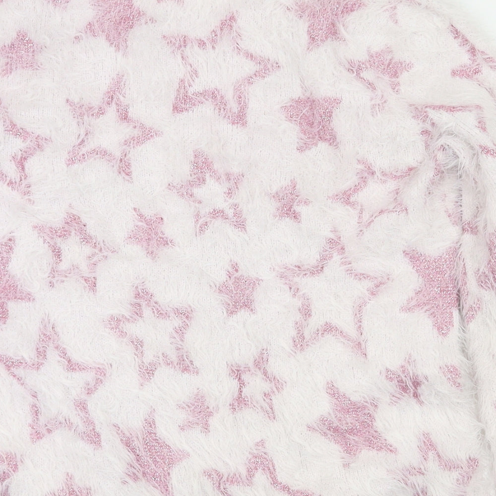 H&M Girls Pink Argyle/Diamond Pullover Jumper Size 9-10 Years