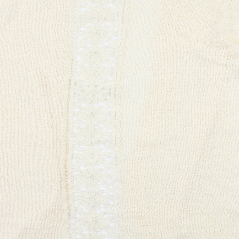 George Womens Ivory Knit Cardigan Jumper Size M - Lace detail