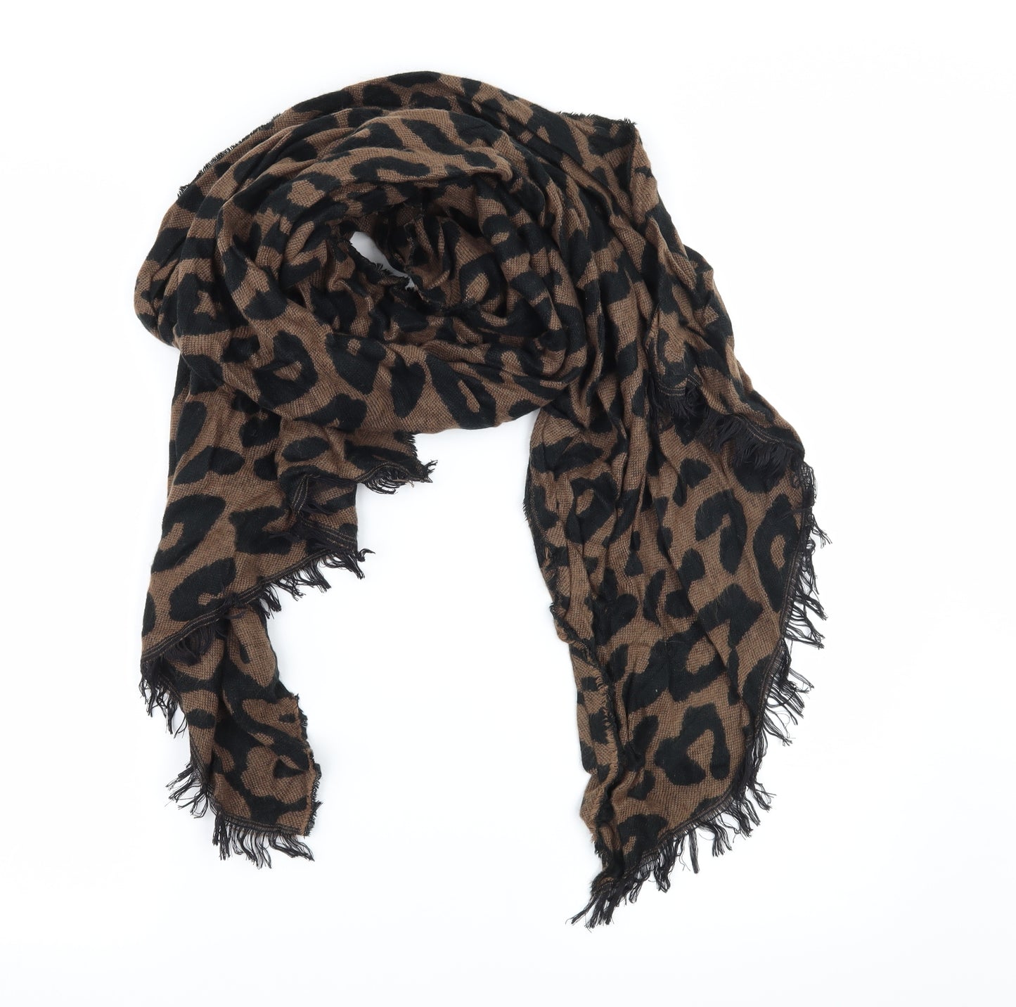 Preworn Womens Brown Animal Print Knit Scarf