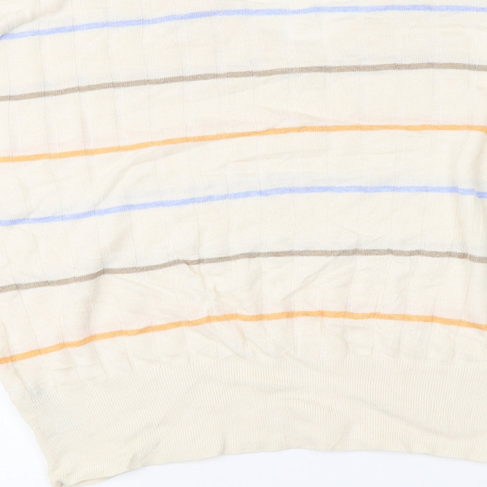 Marks and Spencer Womens Beige Striped Pullover Jumper Size XL