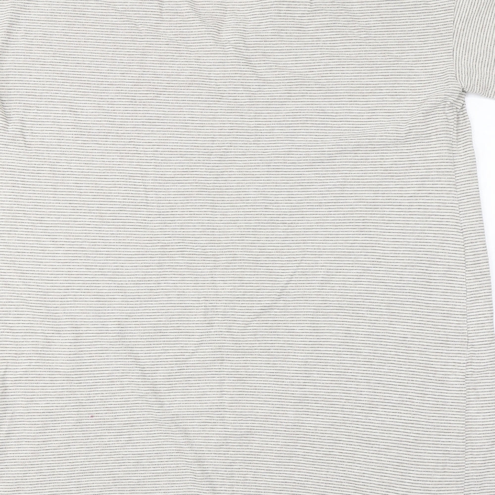 H&M Womens Ivory Striped Basic T-Shirt Size L