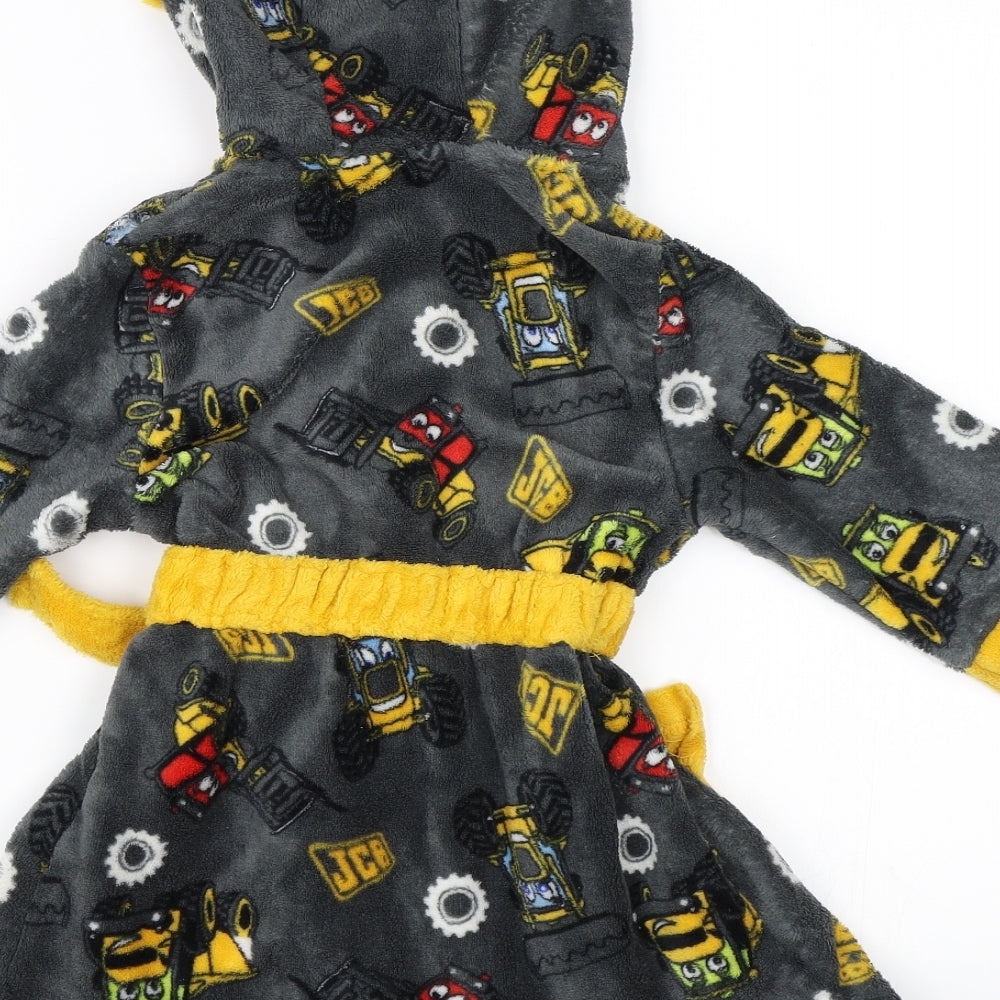 JCB Boys Grey Fleece Gown Size 2-3 Years - Dressing Gown