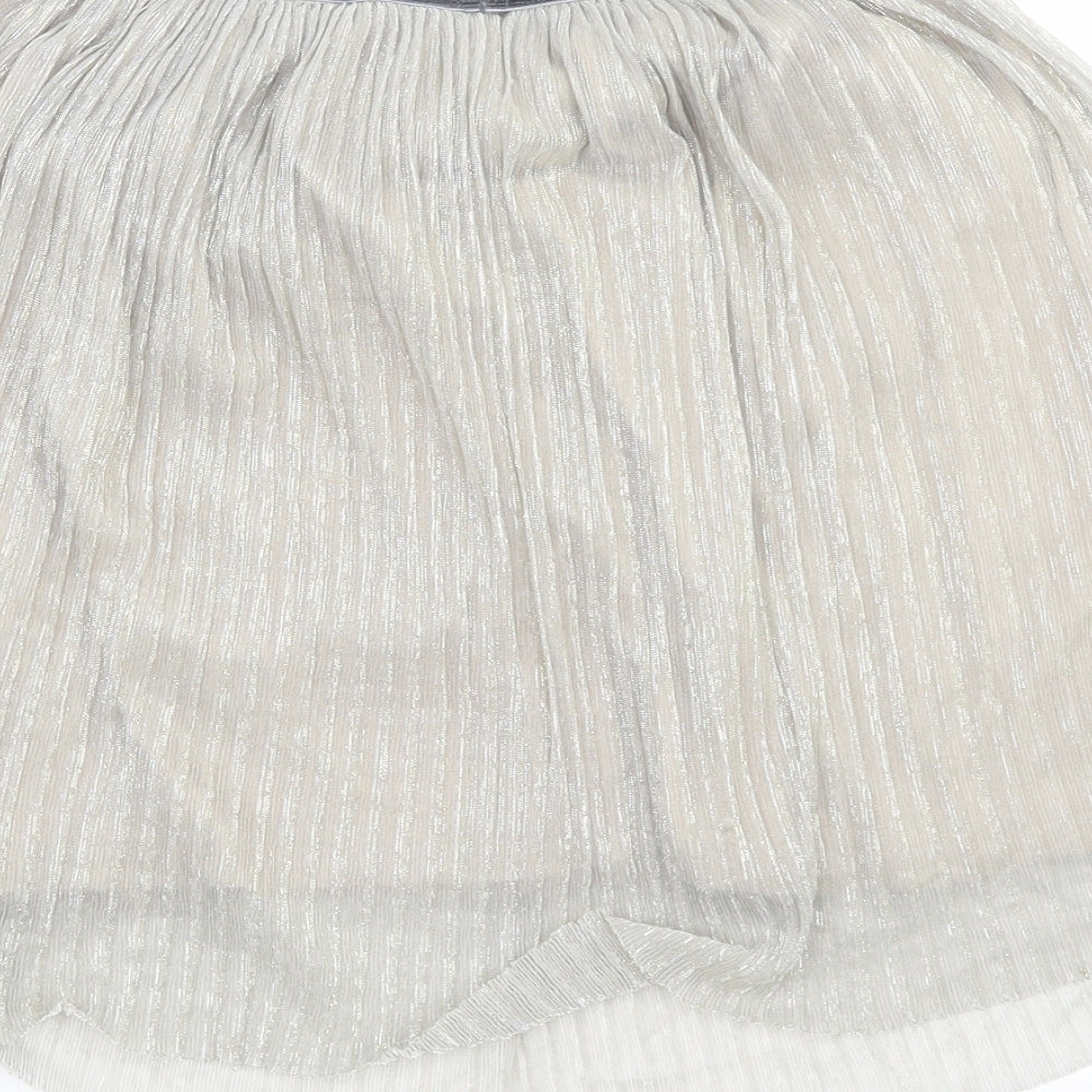 NEXT Girls Silver Pleated Skirt Size 10 Years