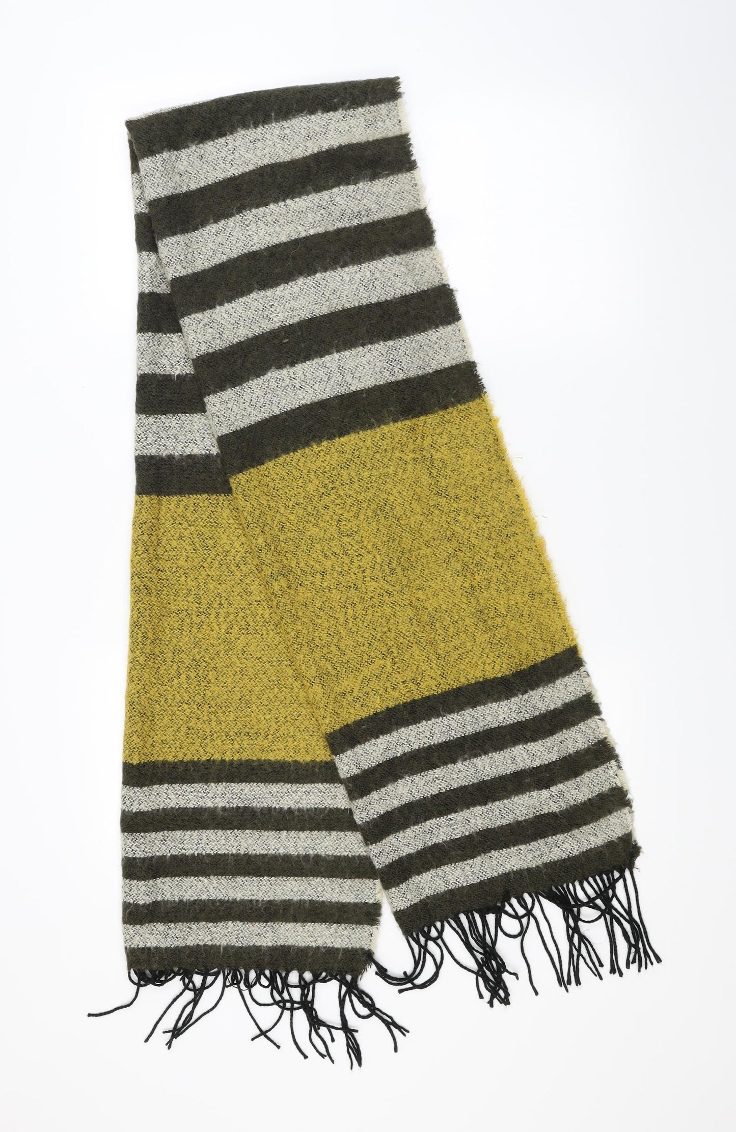 Preworn Unisex Green Striped Scarf