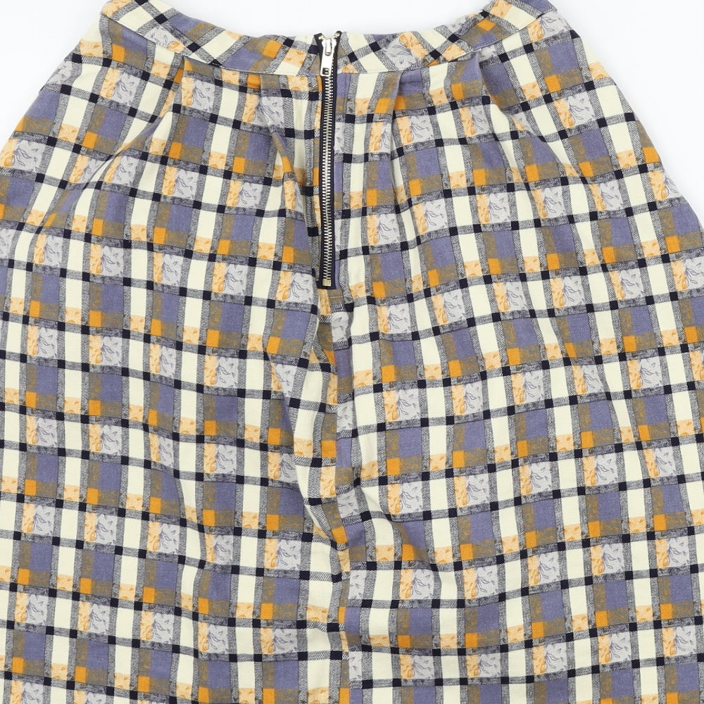 +6 Womens Blue Check A-Line Skirt Size 28 in
