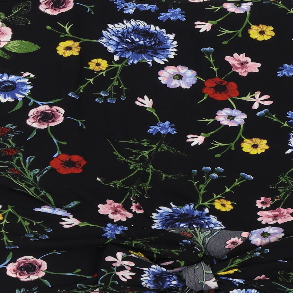 Apricot Womens Black Floral Basic Blouse Size 14
