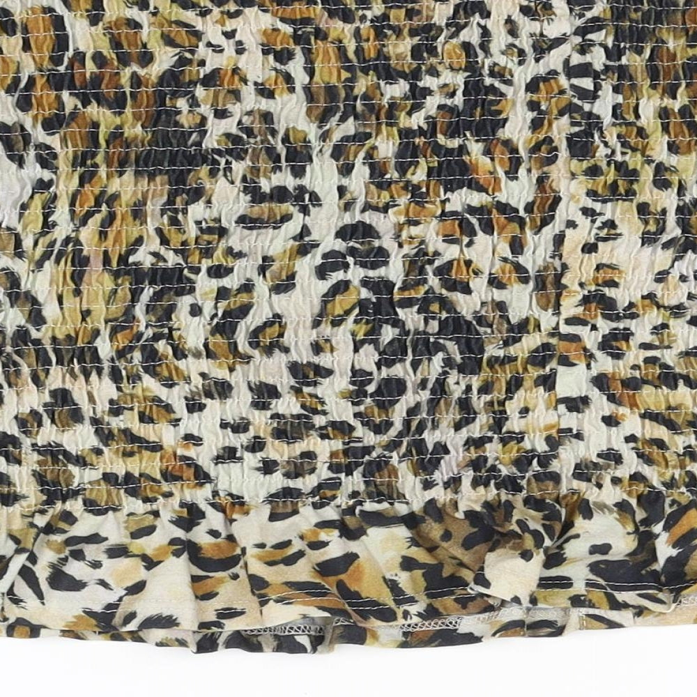 George Womens Brown Animal Print Cropped T-Shirt Size 12