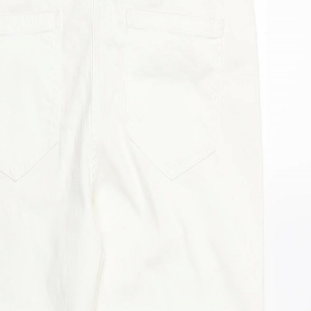 Preworn Womens White Floral Denim Cropped Jeans Size 36 in L20 in