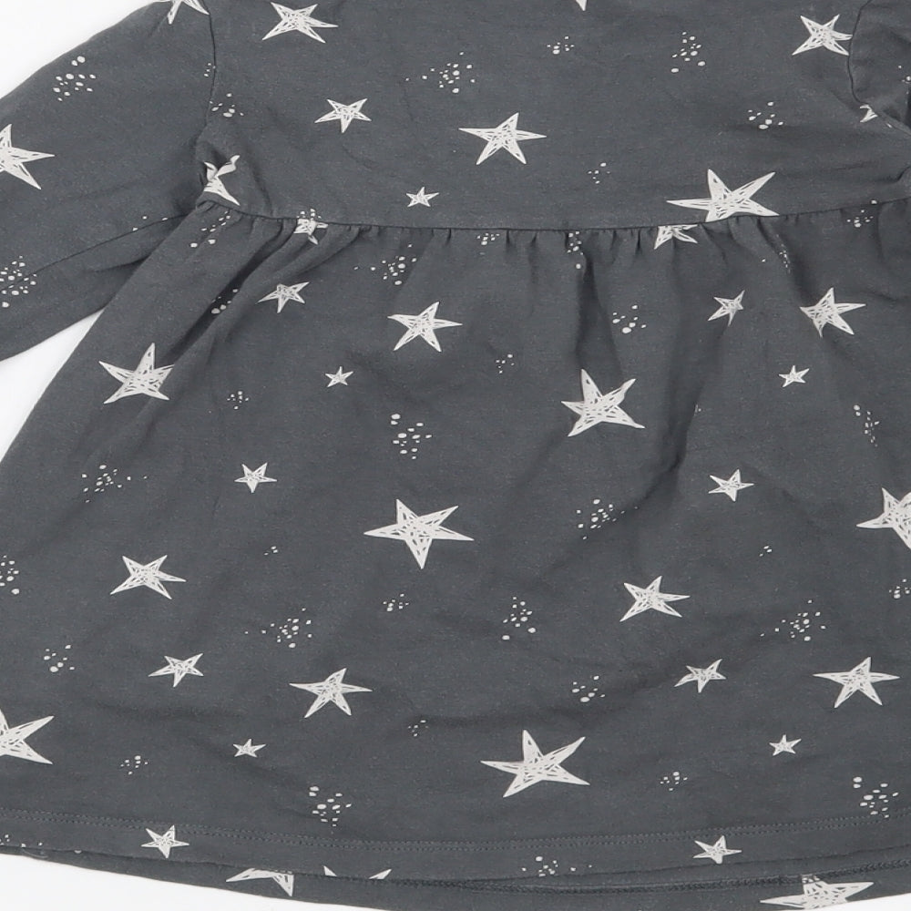 F&F Girls Grey T-Shirt Dress Size 12-18 Months - Stars