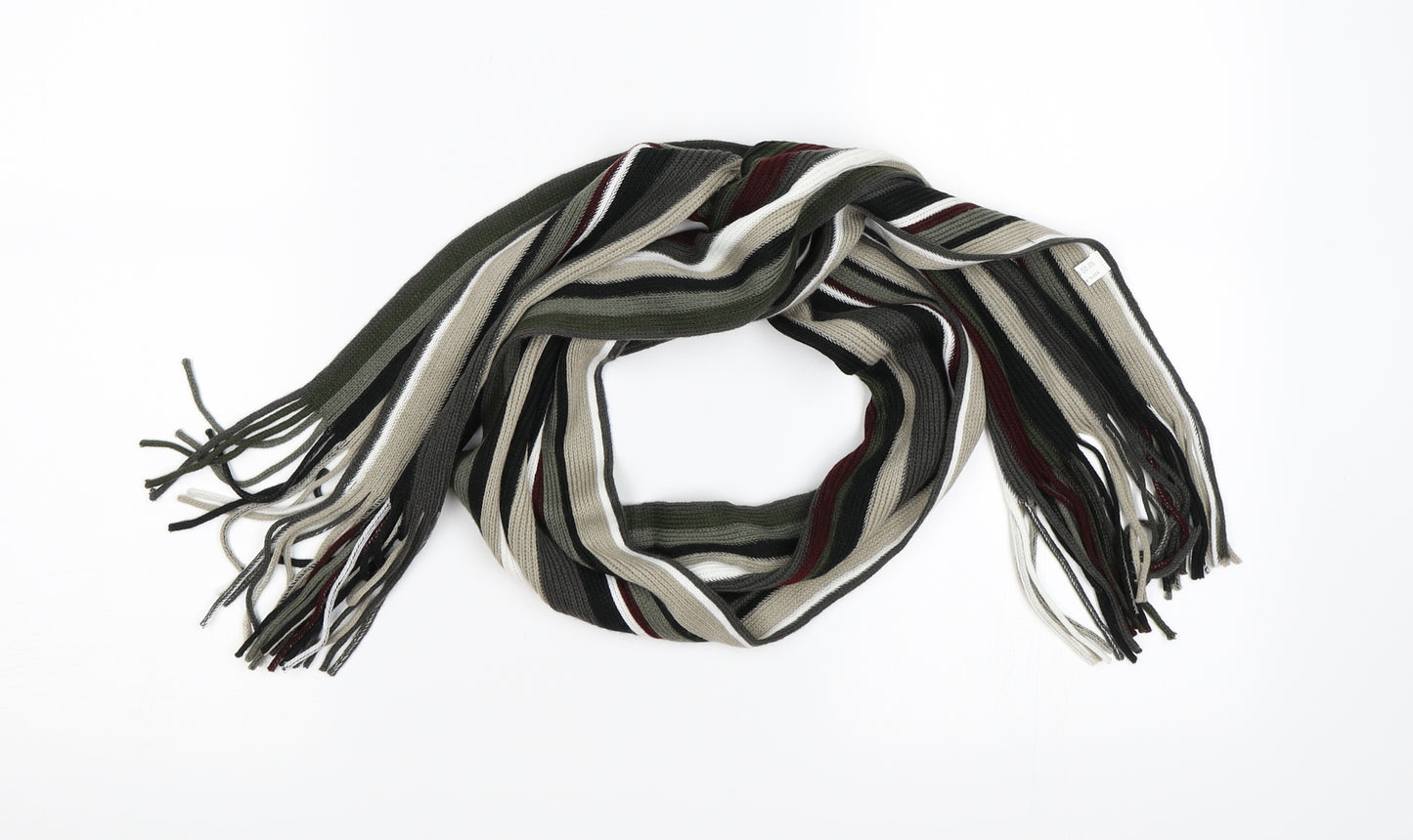 flagstaff Mens Grey Striped Knit Scarf One Size