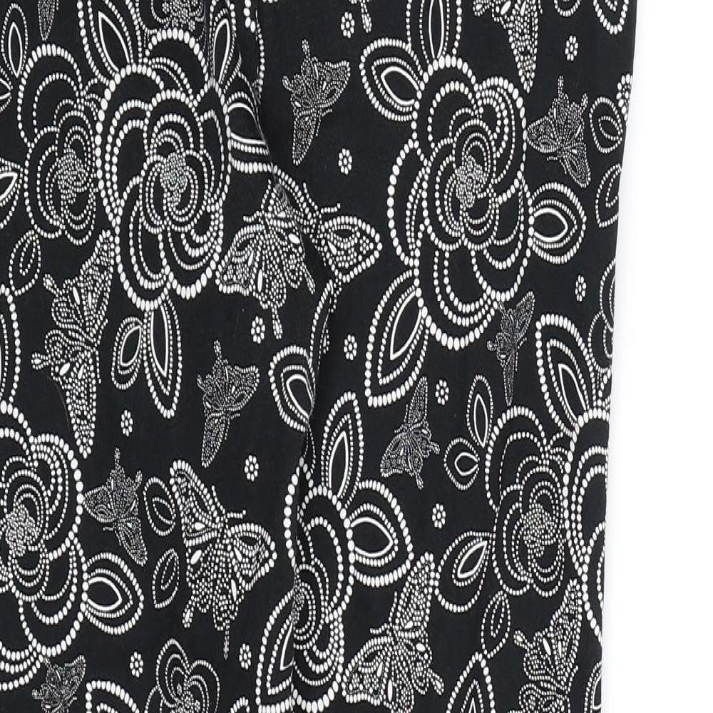TU Womens Black Floral Trousers Size 10 L26 in